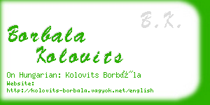 borbala kolovits business card